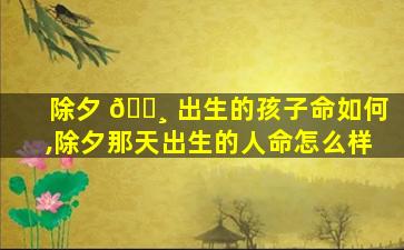 除夕 🌸 出生的孩子命如何,除夕那天出生的人命怎么样